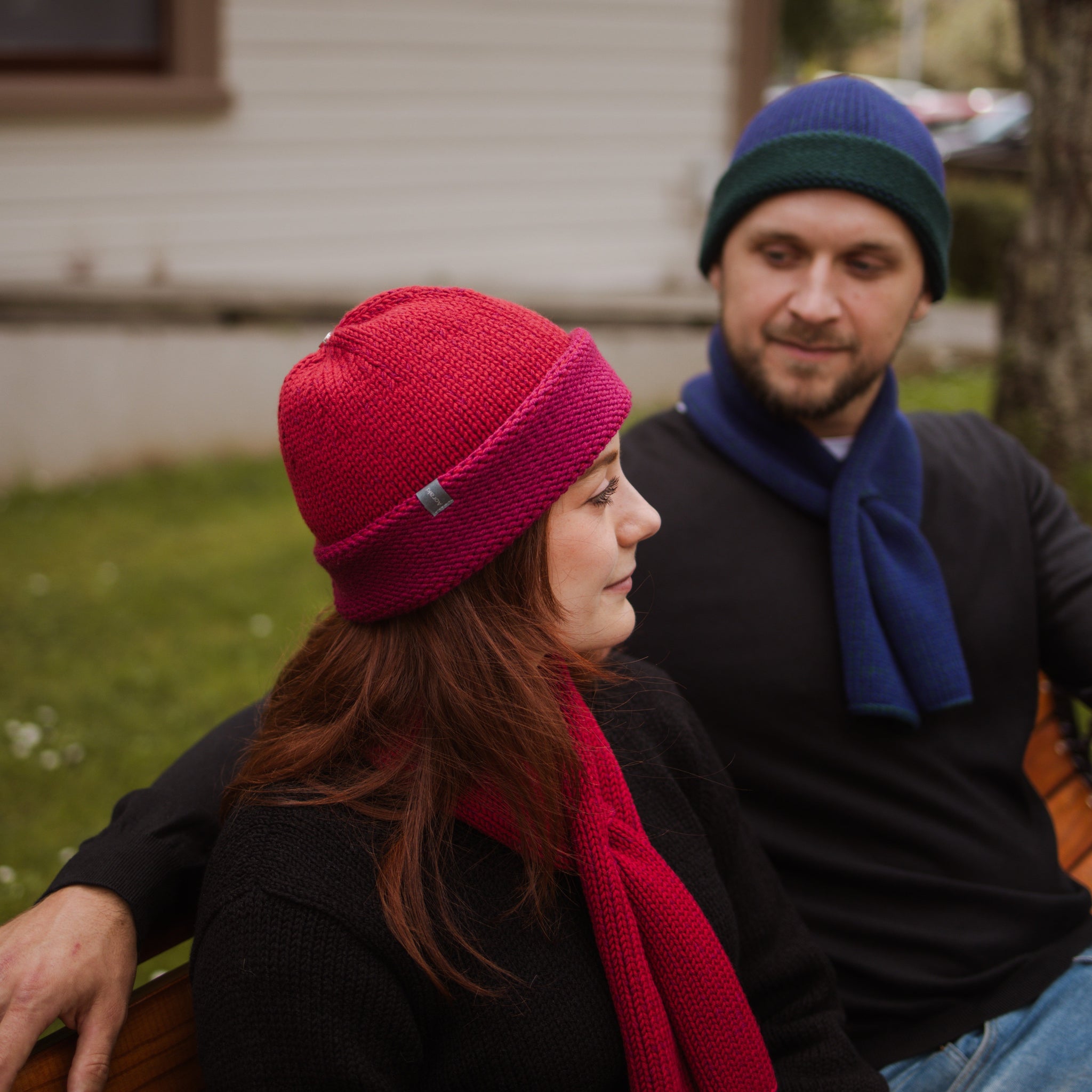 Marbled Cuffed Toque with matching Ascot Scarfs Combo