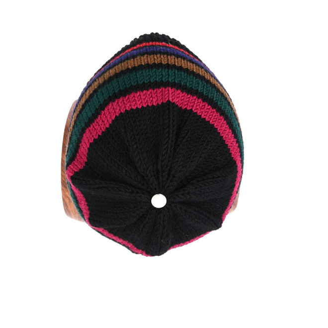 Top view of Stripe No1 Classic Françoise Beanie pictured here Aoraki's beautiful 'Bean' is visible on the crown