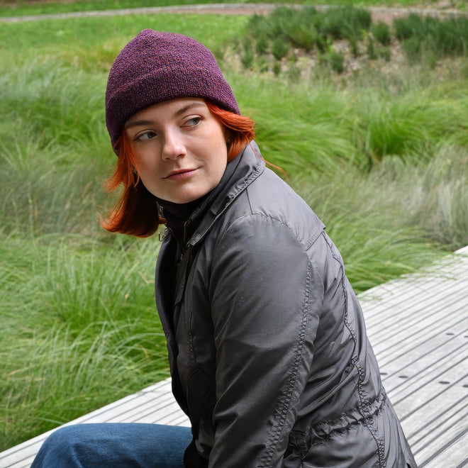 Model wearing a Plumb  Milford All-weather Toque with matching close fitting Cowl