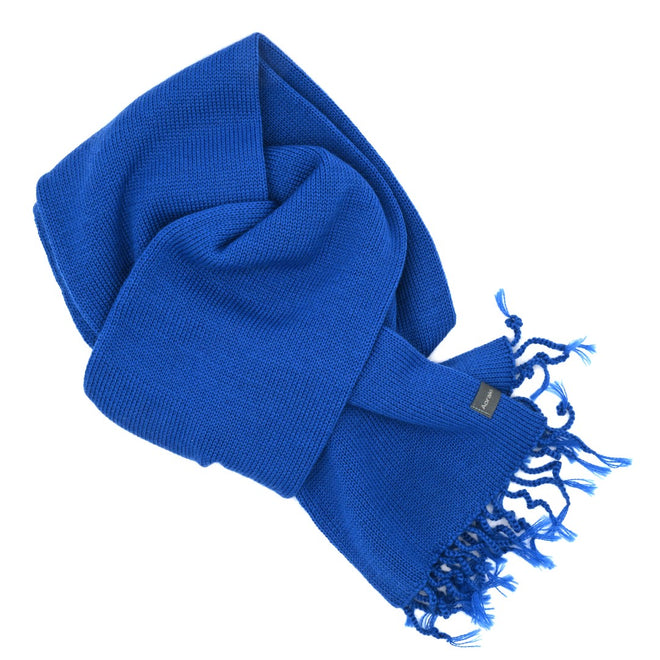 A Wanaka Fringe Scarf in Azure Blue. Featuring a distinctive tassel fringe
