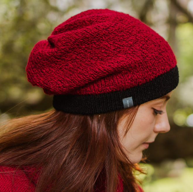 A model wearing a distortive Berry Queenstown Slouchy