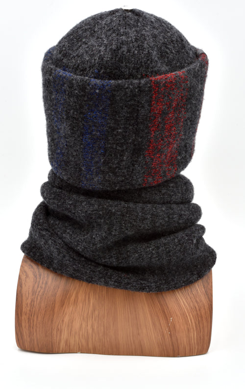 RGB Felted Tri-Stripe Toque and matching RGB scarf. Back