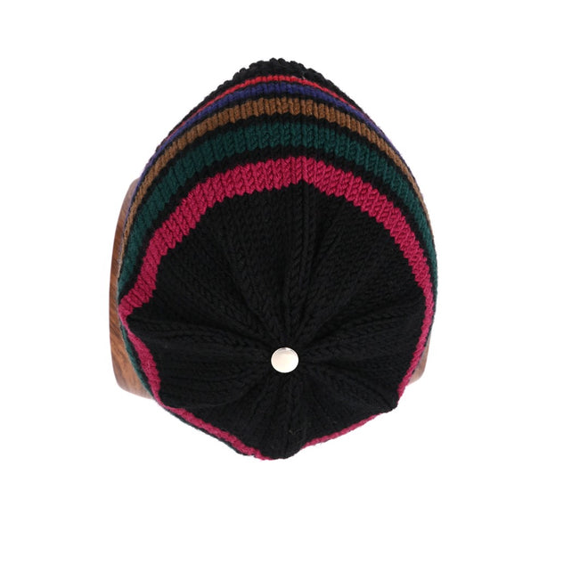 Top view of Stripe No1 Classic Françoise Beanie pictured here Aoraki's beautiful 'Bean' is visible on the crown