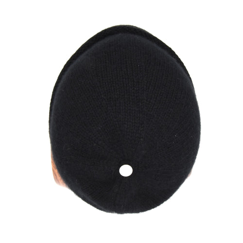 Close-up of top view of Andes Pashm beanie in Ebony cashmere