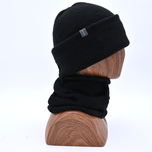 Combo of Andes Pashm Beanie with matching Cowl in Ebony Cashmere
