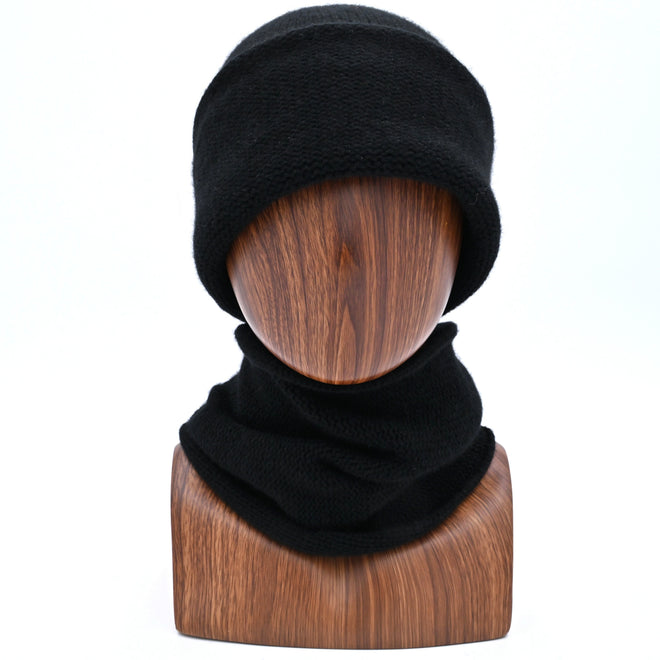Andes Cuffed Beanie and Classic Scarf Combo in Ebony