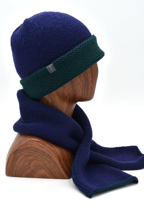 Peacock Marbled Beanie Ascot Scarf Combo (Profile)