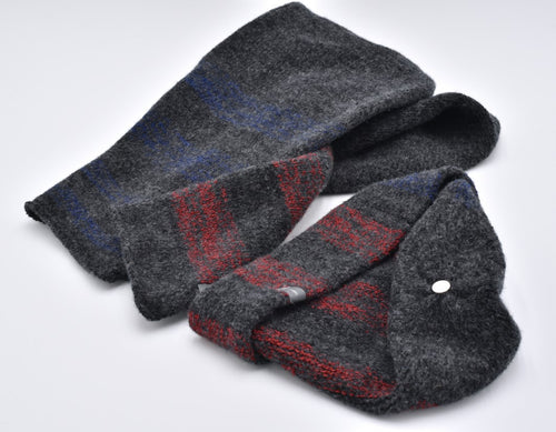 RGB Felted Tri-Stripe Toque and matching RGB Felted Tri-Stripe scarf. Top